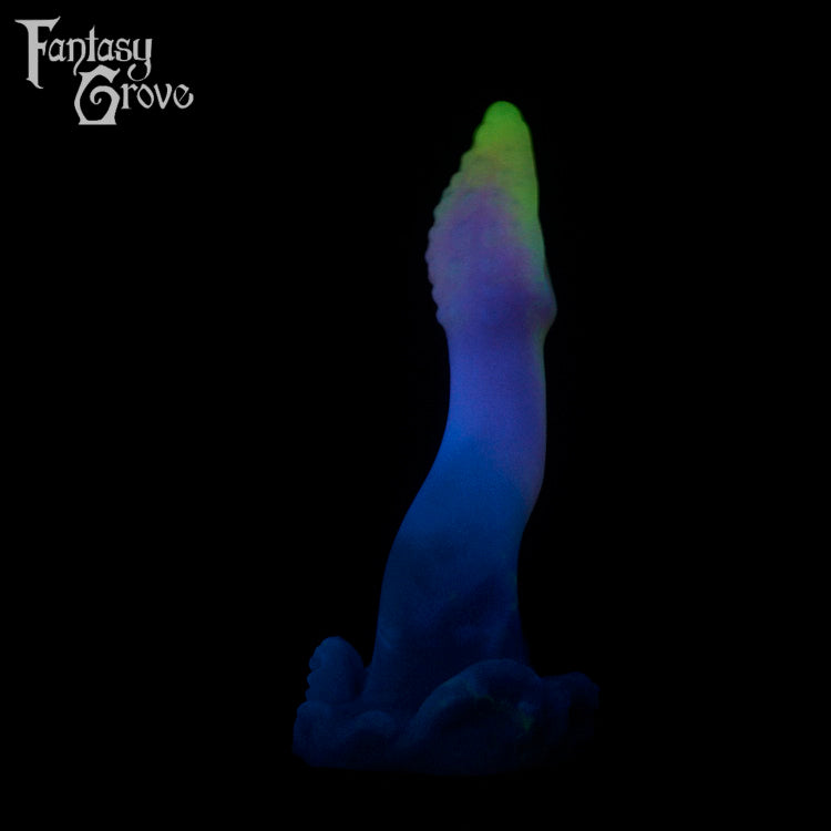 A fantasy sex toy on a black background with the Fantasy Grove logo in the upper left corner
