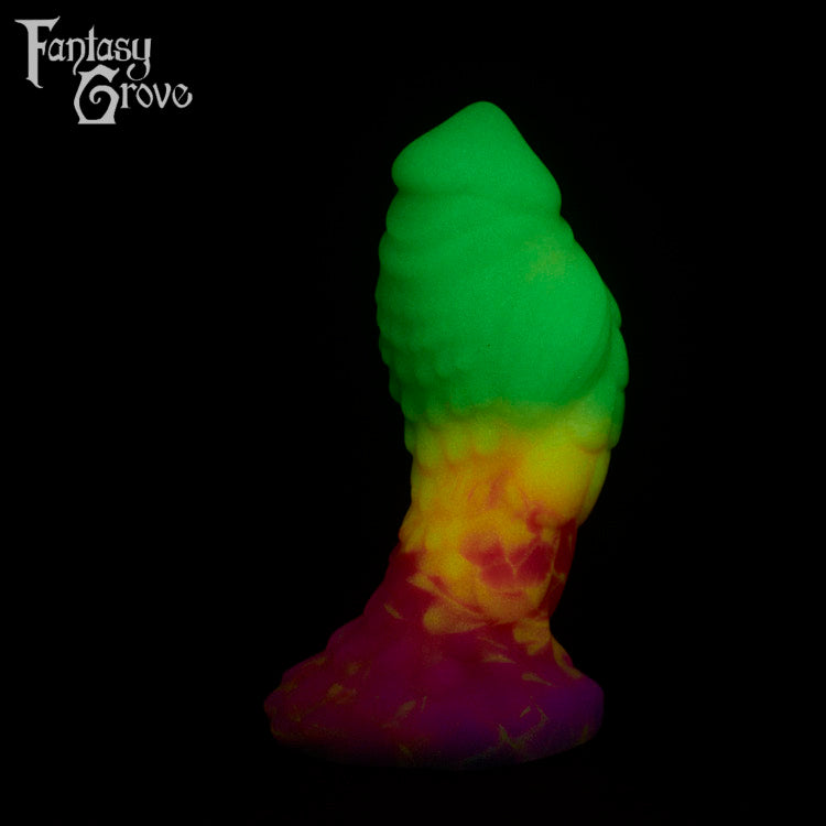 A fantasy sex toy on a black background with the Fantasy Grove logo in the upper left corner 