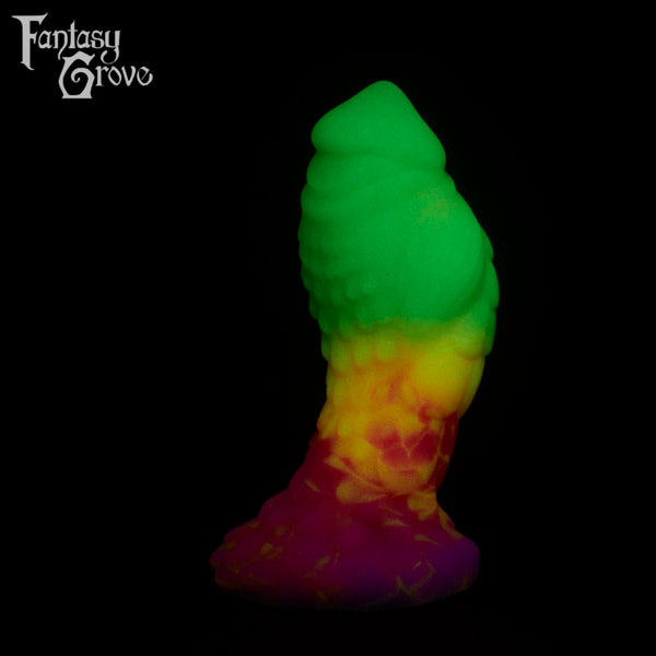 A fantasy sex toy on a black background with the Fantasy Grove logo in the upper left corner 