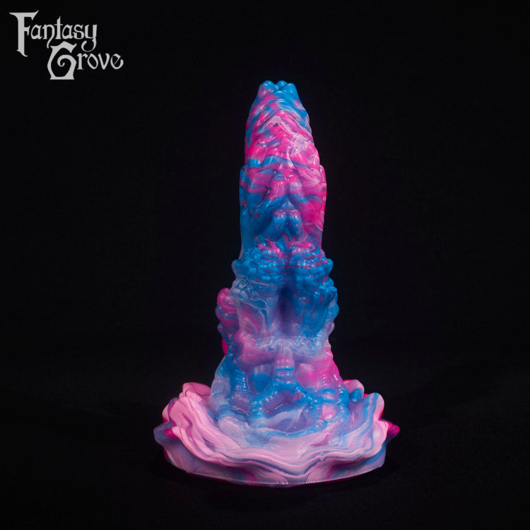 A fantasy sex toy on a black background with the Fantasy Grove logo in the upper left corner