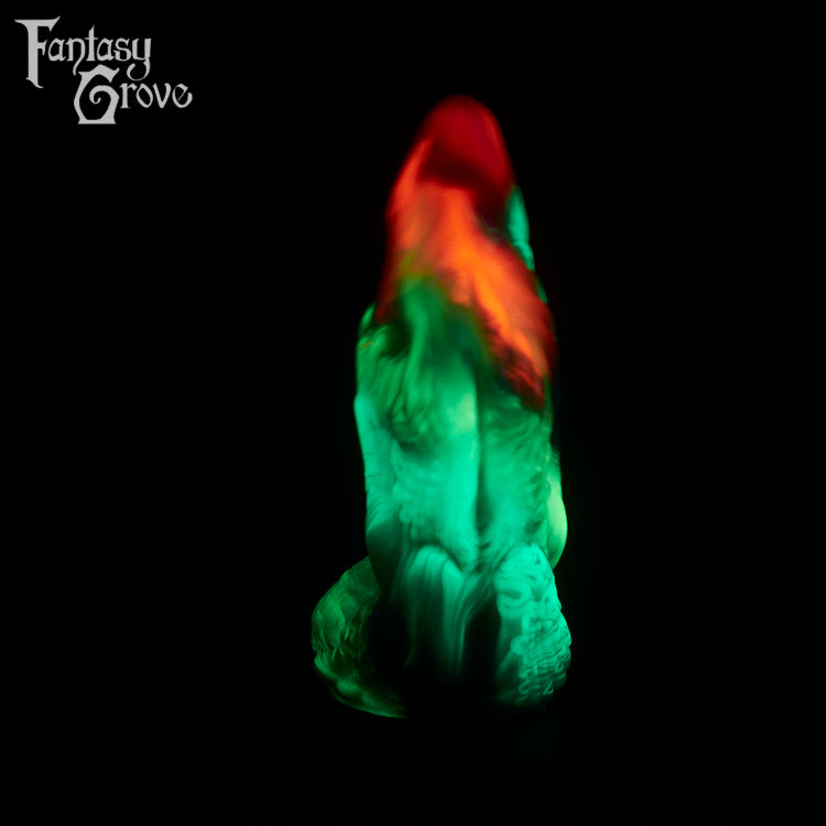 A fantasy sex toy on a black background with the Fantasy Grove logo in the upper left corner