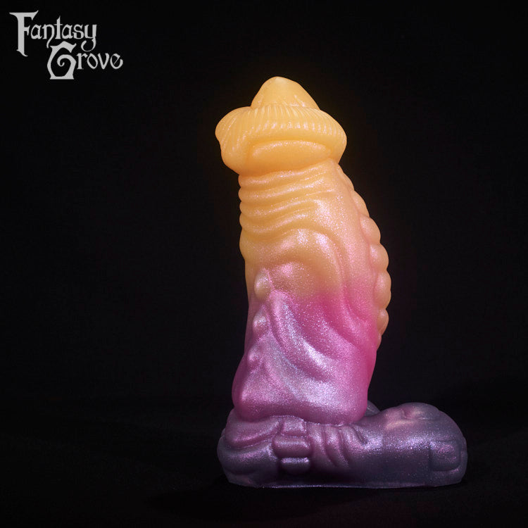 A fantasy sex toy on a black background with the Fantasy Grove logo in the upper left corner