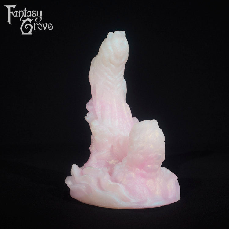 A fantasy sex toy on a black background with the Fantasy Grove logo in the upper left corner
