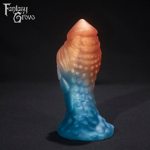 A fantasy sex toy on a black background with the Fantasy Grove logo in the upper left corner 