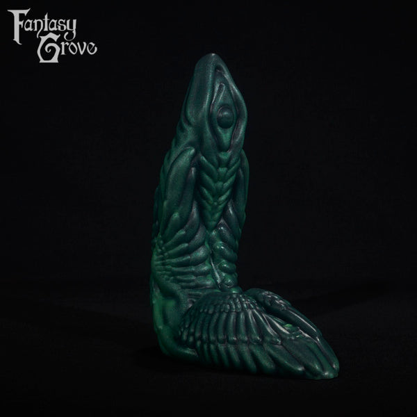 A fantasy sex toy on a black background with the Fantasy Grove logo in the upper left corner