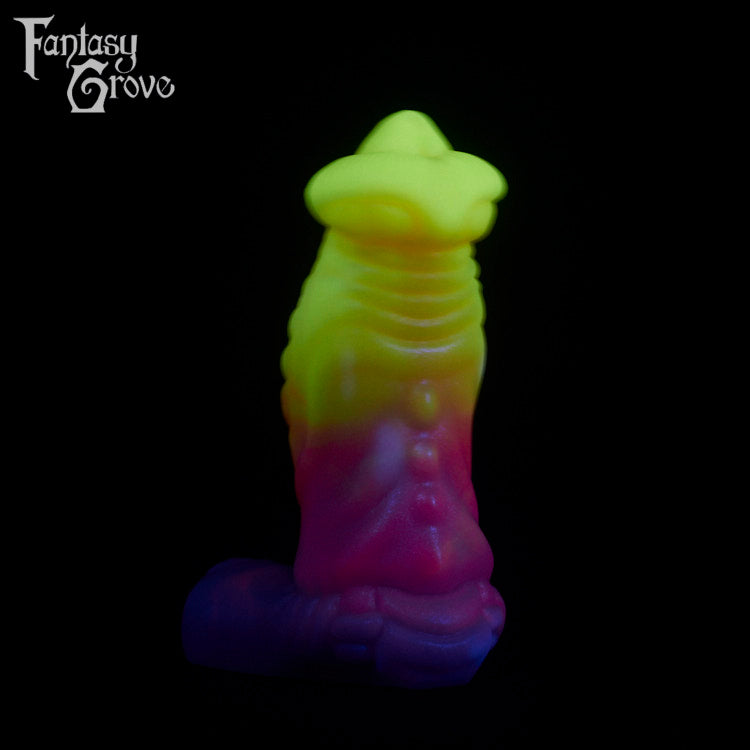 A fantasy sex toy on a black background with the Fantasy Grove logo in the upper left corner