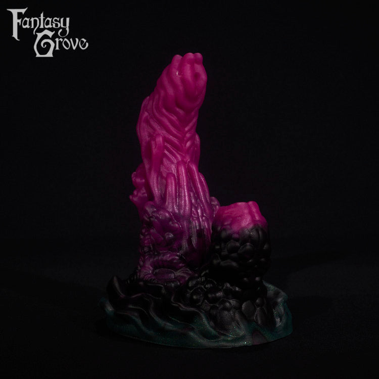 A fantasy sex toy on a black background with the Fantasy Grove logo in the upper left corner