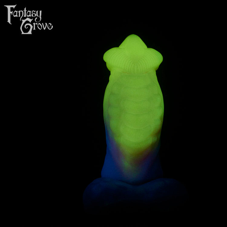 A fantasy sex toy on a black background with the Fantasy Grove logo in the upper left corner