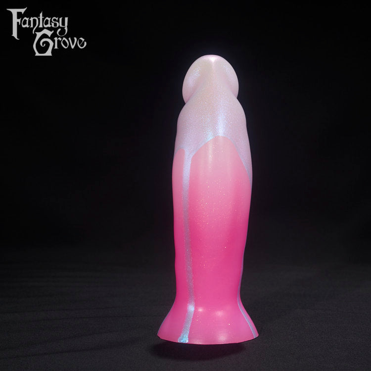 A Fantasy Grove sex toy on a black background with a logo in the upper left corner