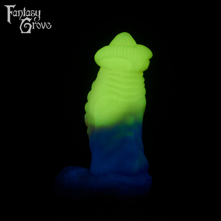 A fantasy sex toy on a black background with the Fantasy Grove logo in the upper left corner
