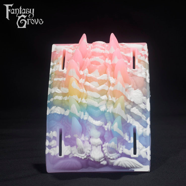 A Fantasy Grove sex toy on a black background with a logo in the upper left corner