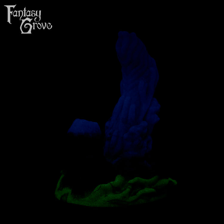 A fantasy sex toy on a black background with the Fantasy Grove logo in the upper left corner