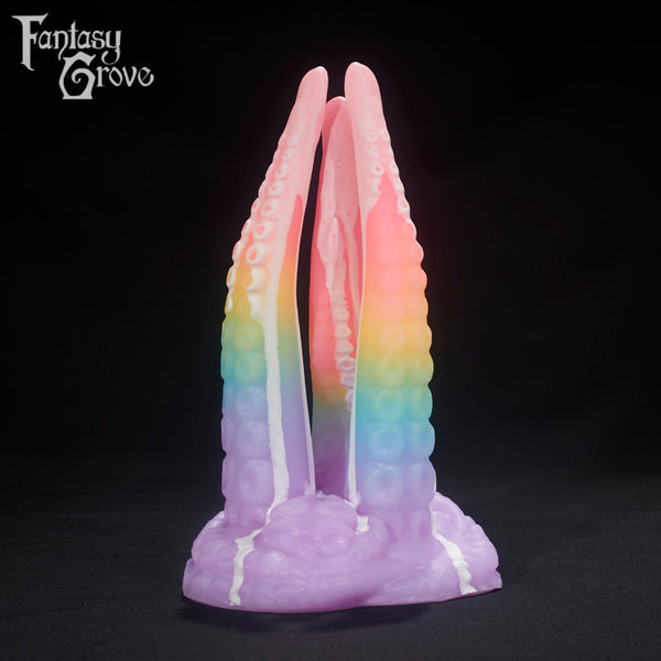 A Fantasy Grove sex toy on a black background with a logo in the upper left corner