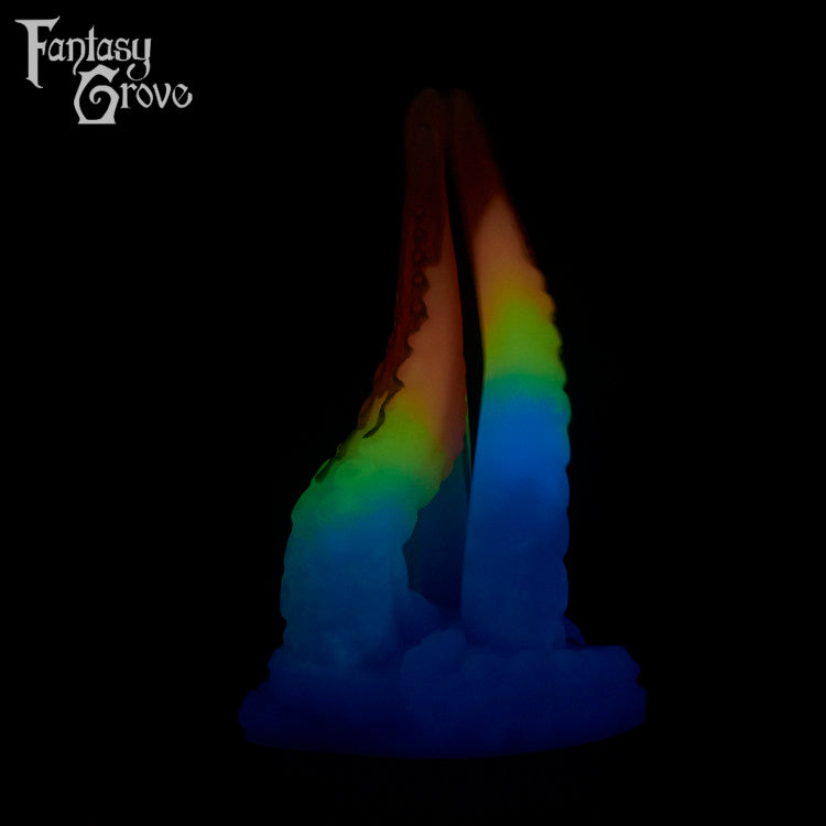 A Fantasy Grove sex toy on a black background with a logo in the upper left corner