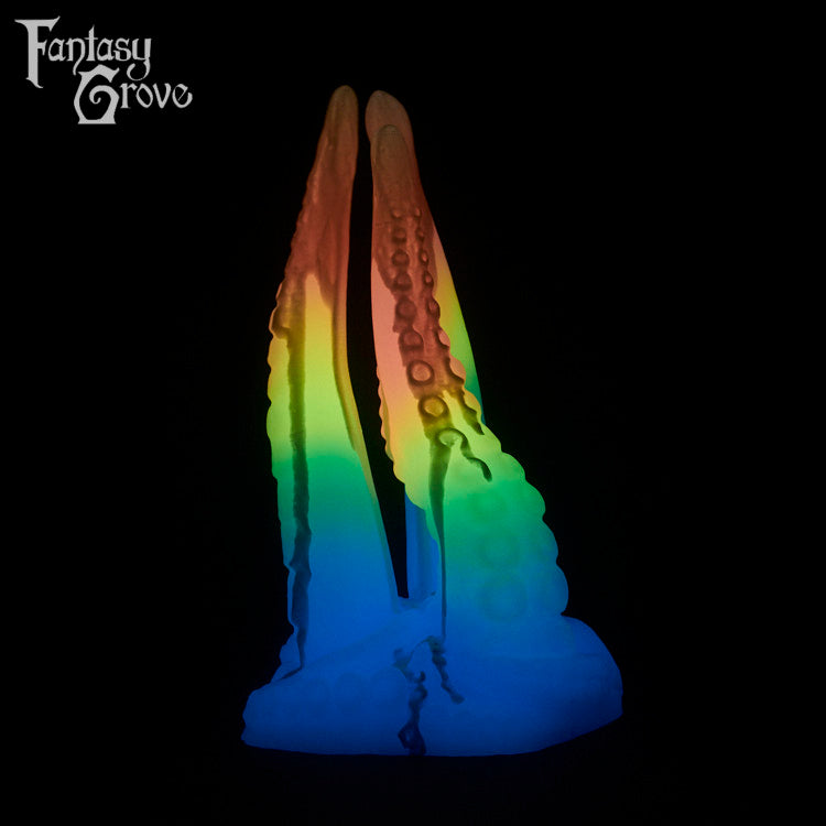 A Fantasy Grove sex toy on a black background with a logo in the upper left corner