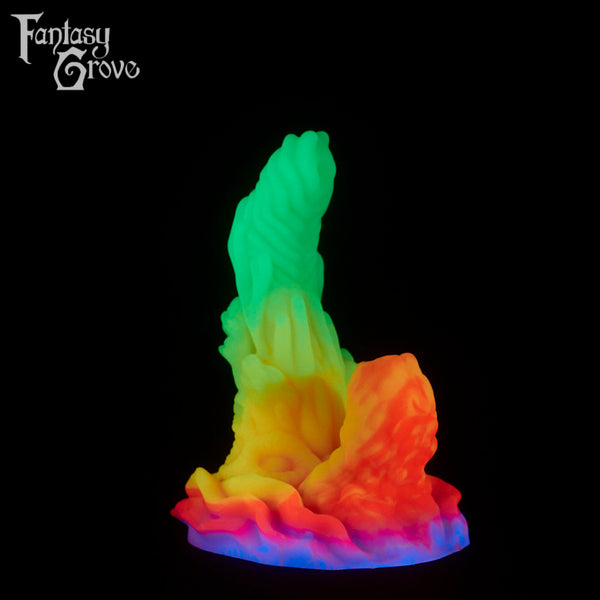 A fantasy sex toy on a black background with the Fantasy Grove logo in the upper left corner 