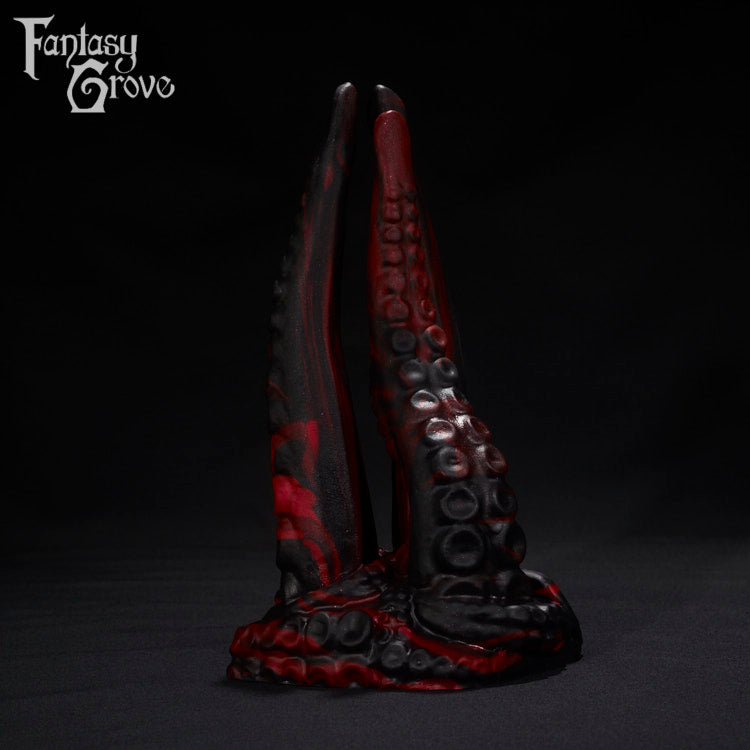 A Fantasy Grove sex toy on a black background with a logo in the upper left corner