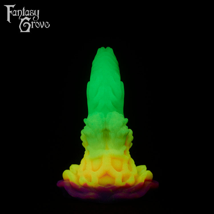 A fantasy sex toy on a black background with the Fantasy Grove logo in the upper left corner 