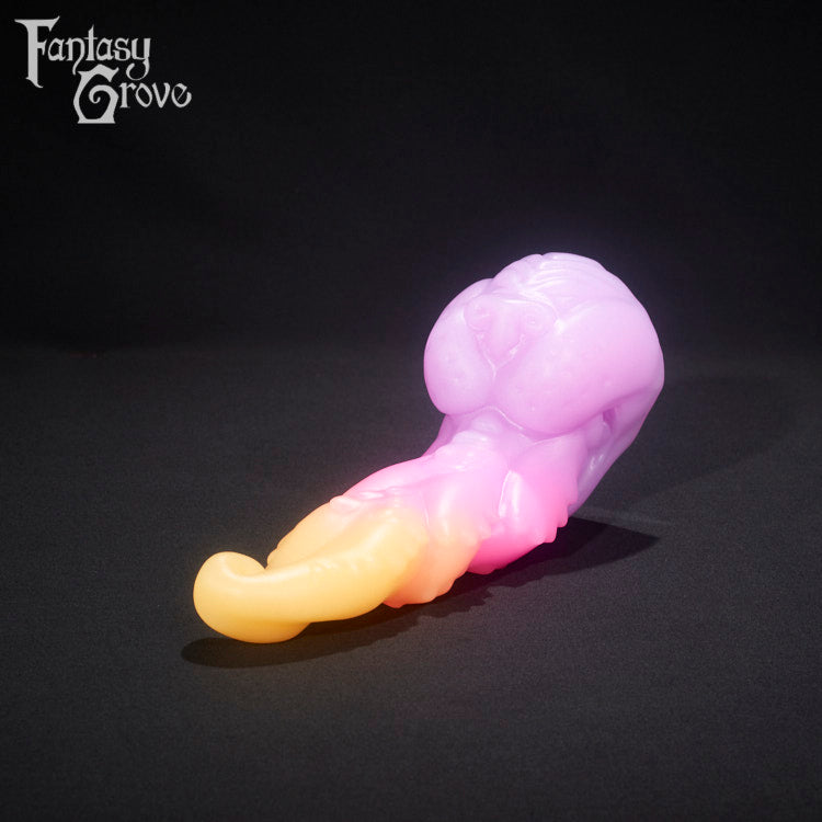 A fantasy sex toy on a black background with the Fantasy Grove logo in the upper left corner 