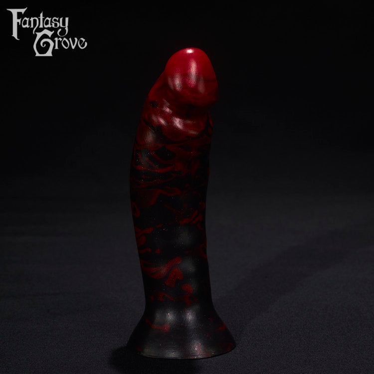 A Fantasy Grove sex toy on a black background with a logo in the upper left corner