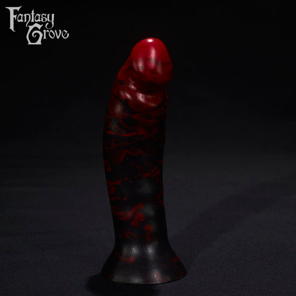 A Fantasy Grove sex toy on a black background with a logo in the upper left corner