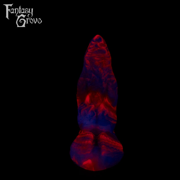 A fantasy sex toy on a black background with the Fantasy Grove logo in the upper left corner