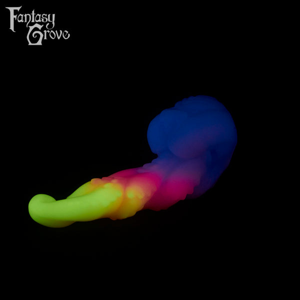 A fantasy sex toy on a black background with the Fantasy Grove logo in the upper left corner 