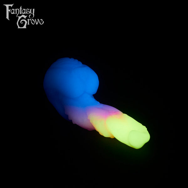A fantasy sex toy on a black background with the Fantasy Grove logo in the upper left corner 