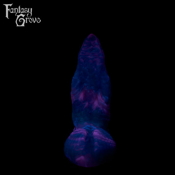 A fantasy sex toy on a black background with the Fantasy Grove logo in the upper left corner