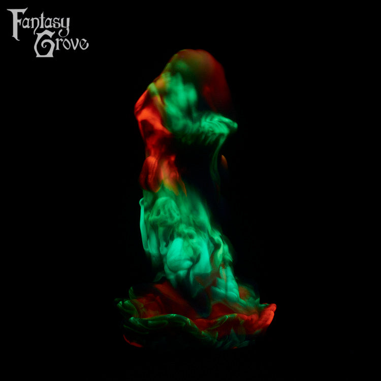 A fantasy sex toy on a black background with the Fantasy Grove logo in the upper left corner