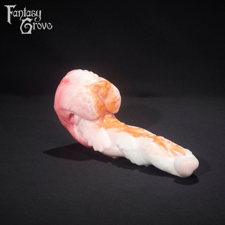 A fantasy sex toy on a black background with the Fantasy Grove logo in the upper left corner 