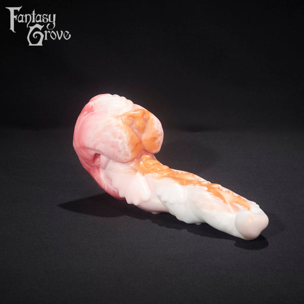 A fantasy sex toy on a black background with the Fantasy Grove logo in the upper left corner 