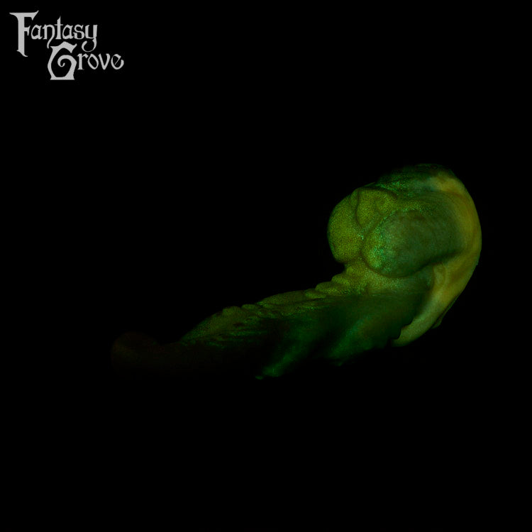 A fantasy sex toy on a black background with the Fantasy Grove logo in the upper left corner 