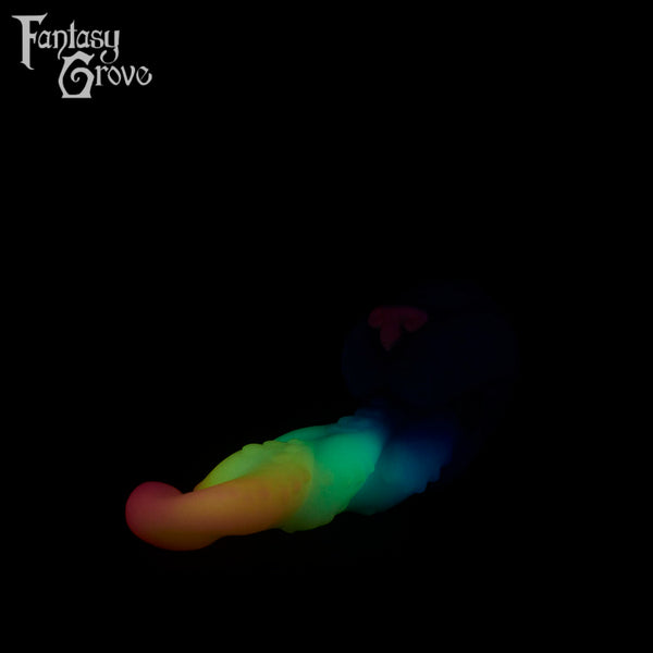 A fantasy sex toy on a black background with the Fantasy Grove logo in the upper left corner 