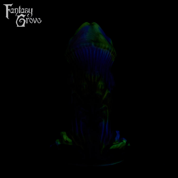 A fantasy sex toy on a black background with the Fantasy Grove logo in the upper left corner