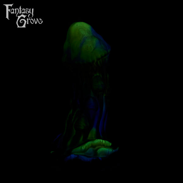 A fantasy sex toy on a black background with the Fantasy Grove logo in the upper left corner