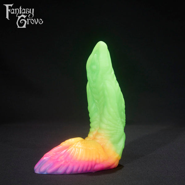 A fantasy sex toy on a black background with the Fantasy Grove logo in the upper left corner 