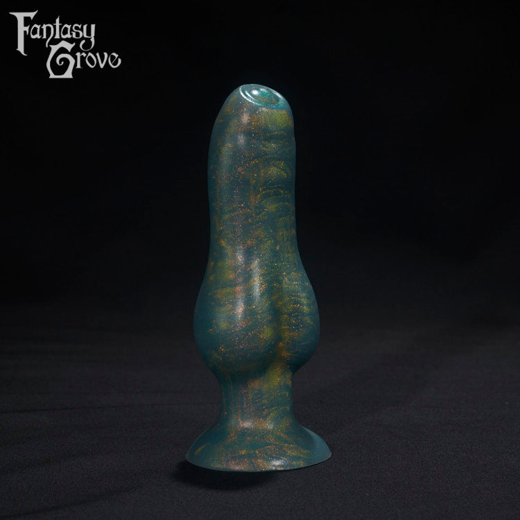A Fantasy Grove sex toy on a black background with a logo in the upper left corner