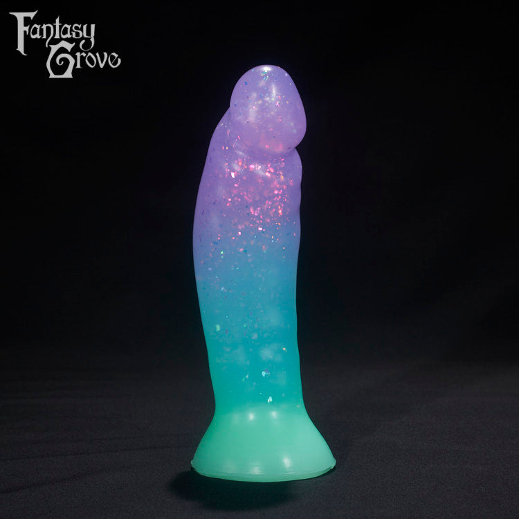 A Fantasy Grove sex toy on a black background with a logo in the upper left corner