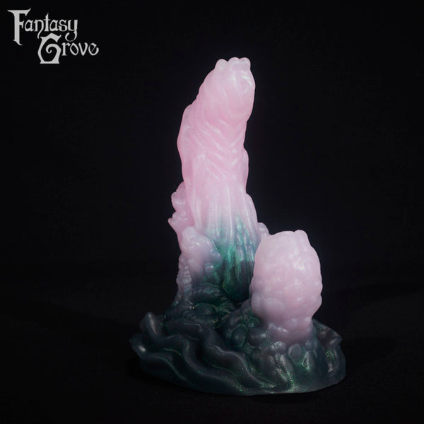 A fantasy sex toy on a black background with the Fantasy Grove logo in the upper left corner