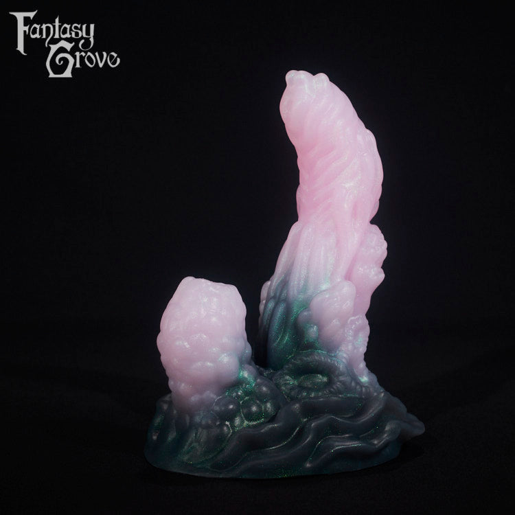 A fantasy sex toy on a black background with the Fantasy Grove logo in the upper left corner