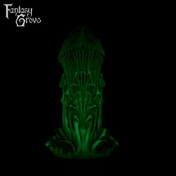 A fantasy sex toy on a black background with the Fantasy Grove logo in the upper left corner