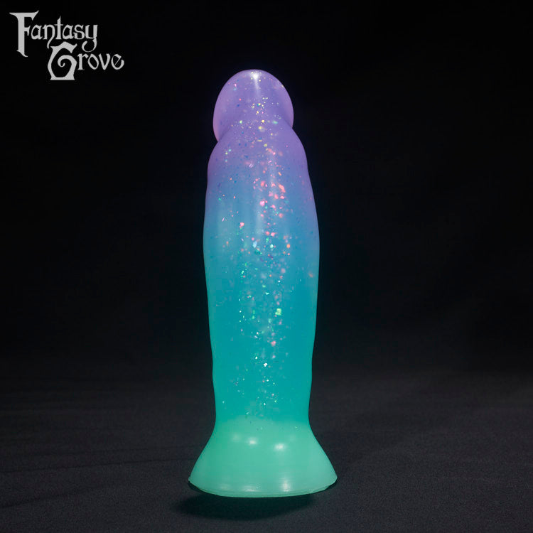 A Fantasy Grove sex toy on a black background with a logo in the upper left corner