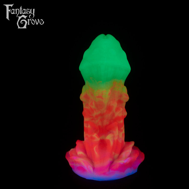 A fantasy sex toy on a black background with the Fantasy Grove logo in the upper left corner 
