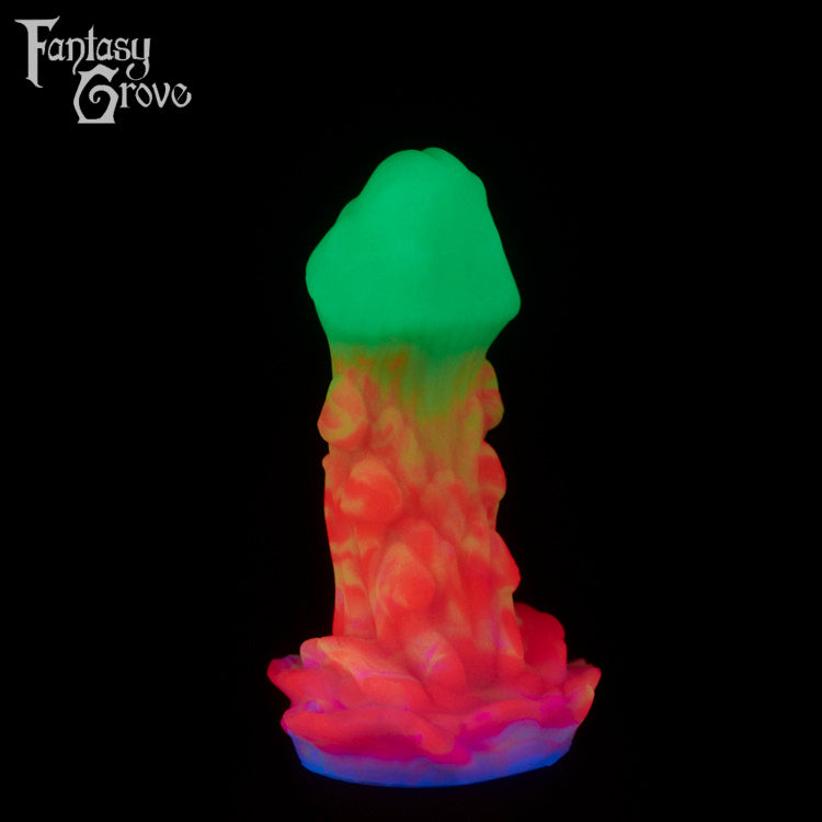 A fantasy sex toy on a black background with the Fantasy Grove logo in the upper left corner 