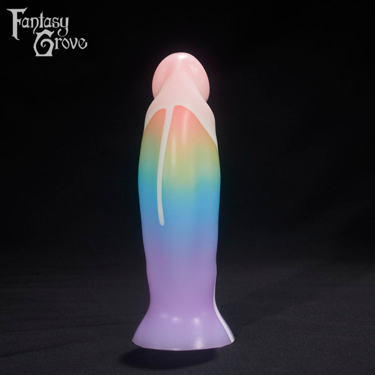 A Fantasy Grove sex toy on a black background with a logo in the upper left corner