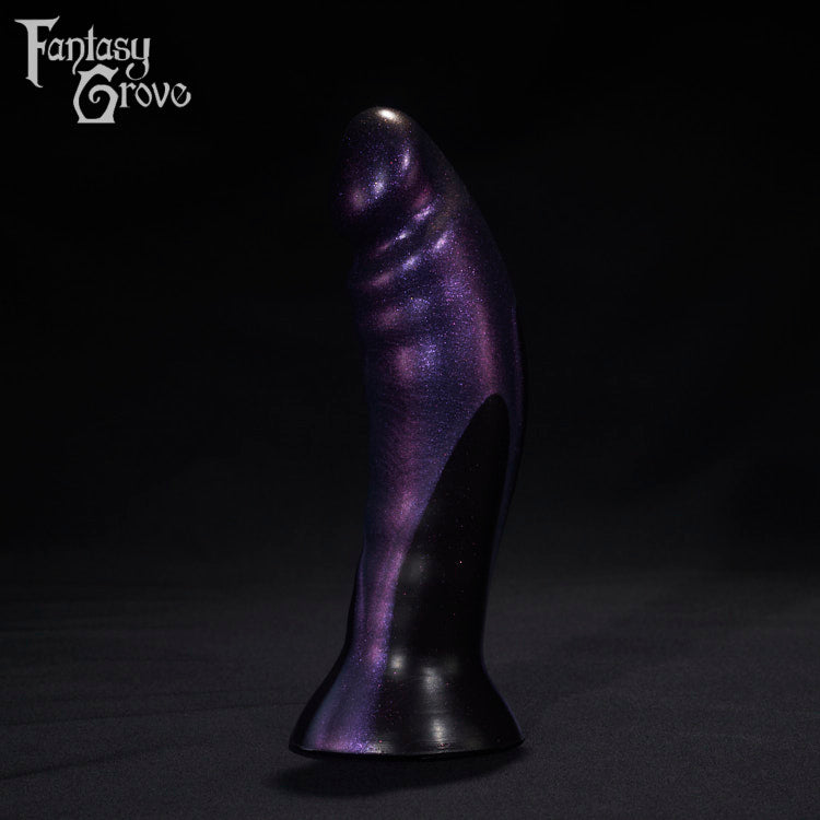 A Fantasy Grove sex toy on a black background with a logo in the upper left corner