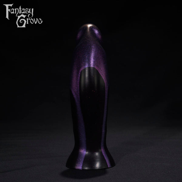 A Fantasy Grove sex toy on a black background with a logo in the upper left corner