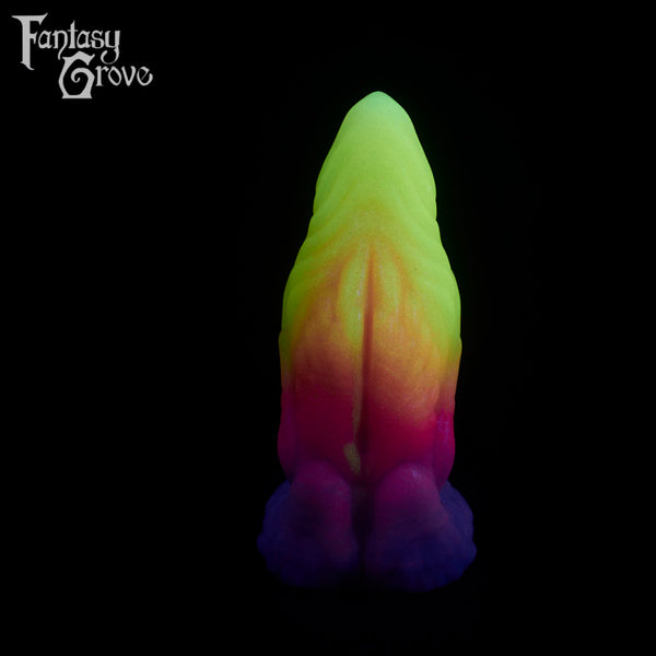 A fantasy sex toy on a black background with the Fantasy Grove logo in the upper left corner