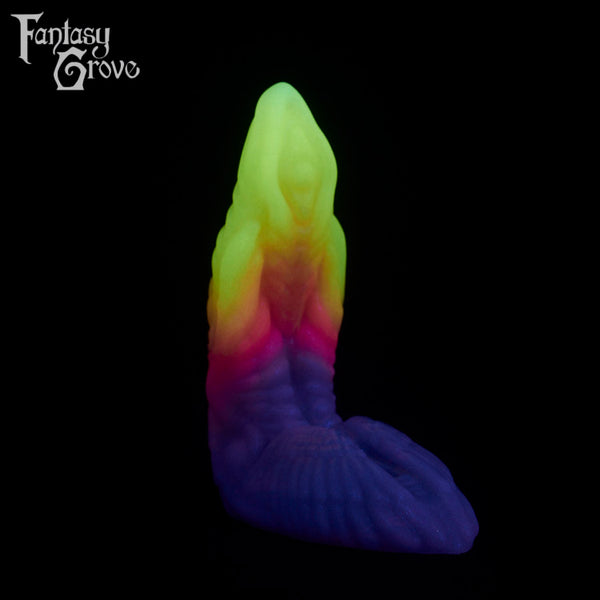A fantasy sex toy on a black background with the Fantasy Grove logo in the upper left corner